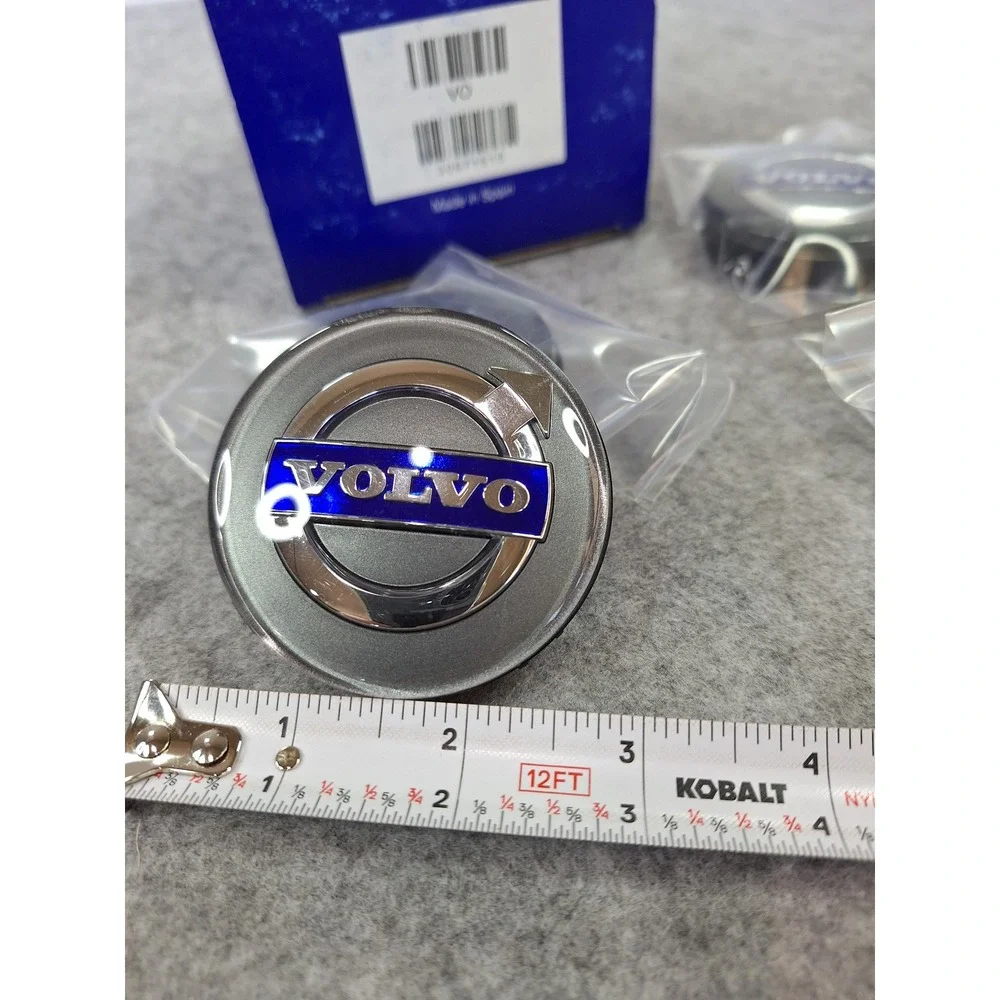Genuine Volvo Wheel Center Hub Caps Set of 4 Gray Silver Blue Logo 30671515 New - Picture 7 of 7